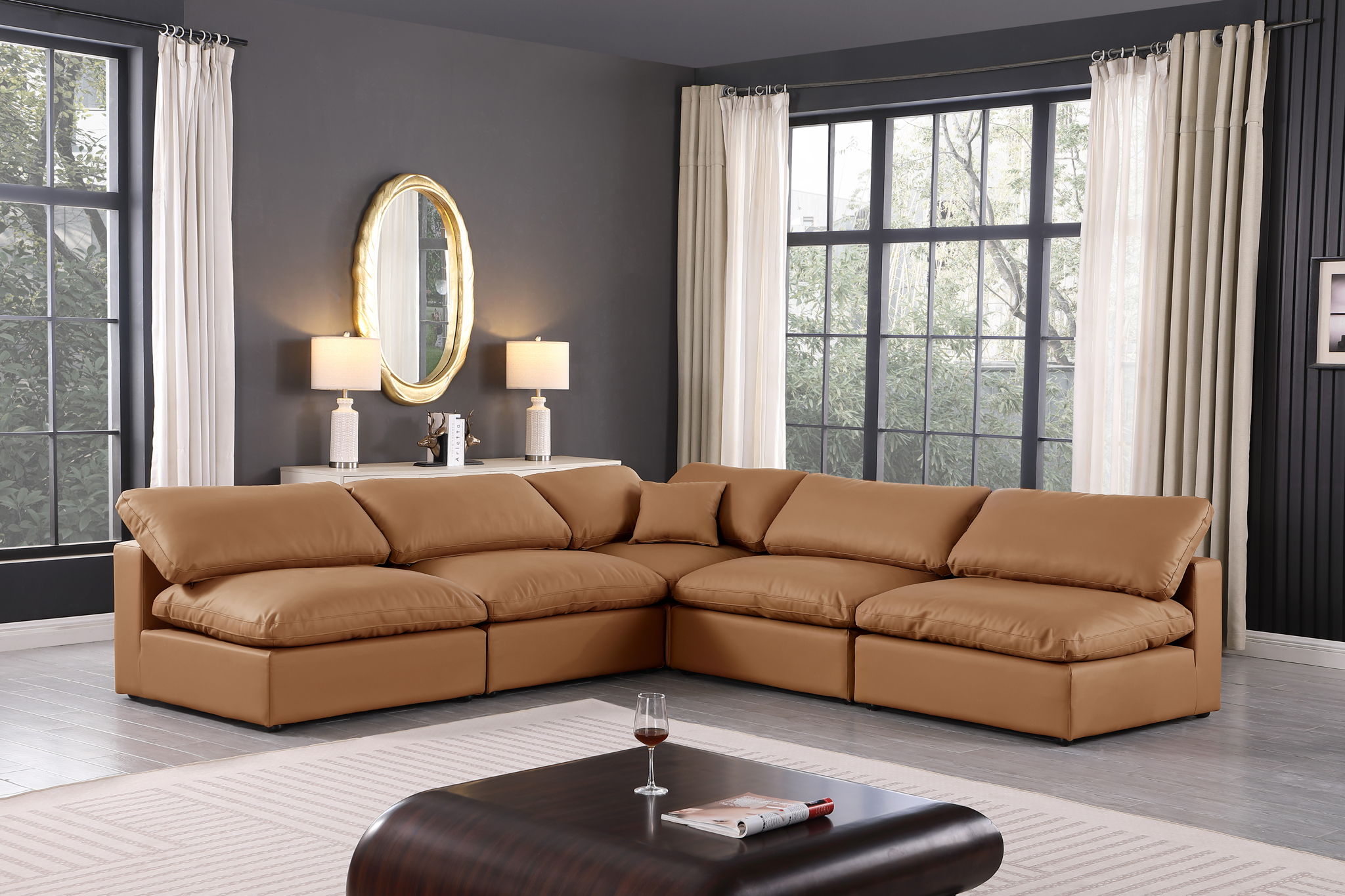 Comfy - 5 Piece Faux Leather Modular Corner Armless Sectional - Urban Living Furniture (Los Angeles, CA)