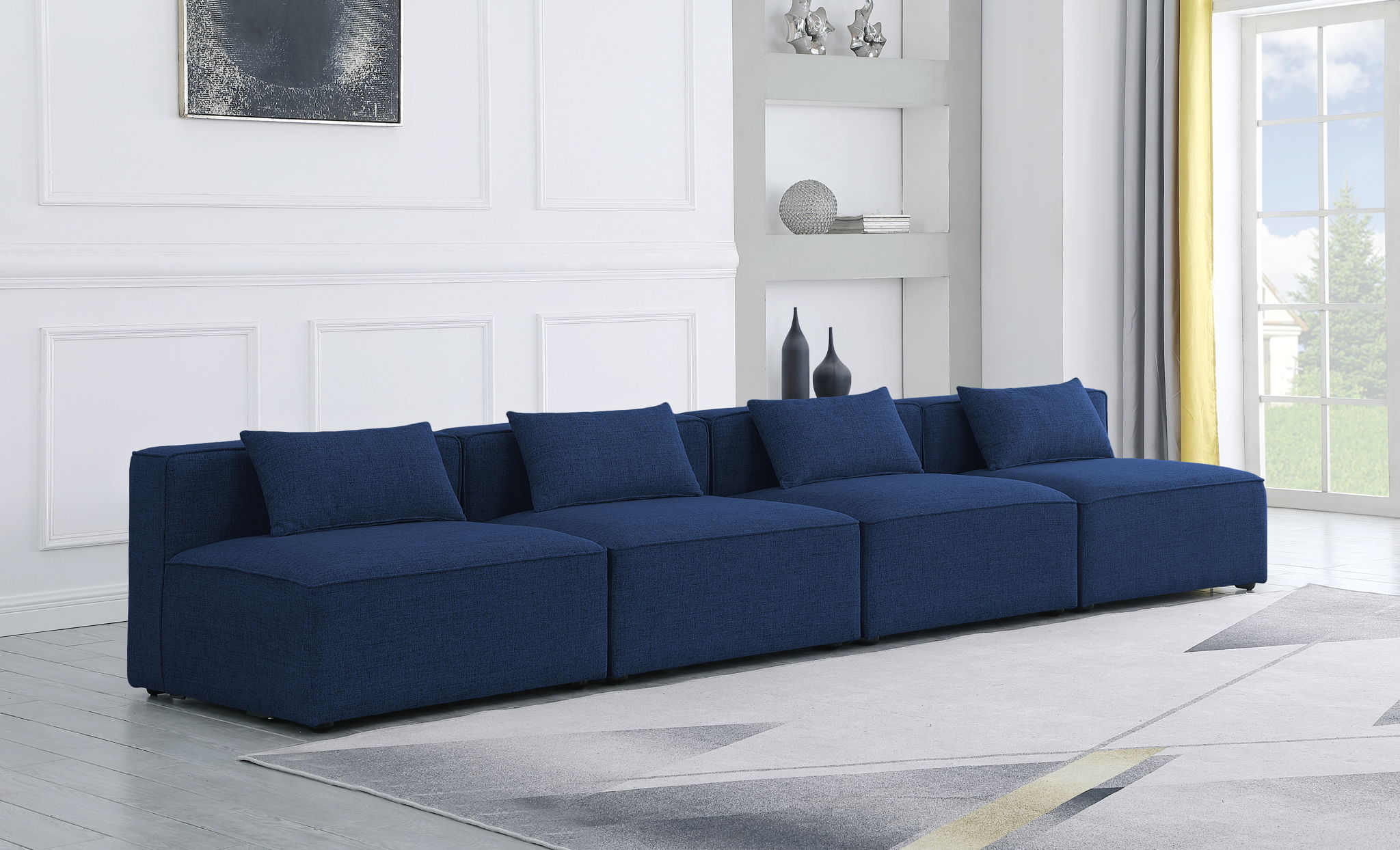 Cube - Linen Modular 4 Seat Armless Sofa - Urban Living Furniture (Los Angeles, CA)