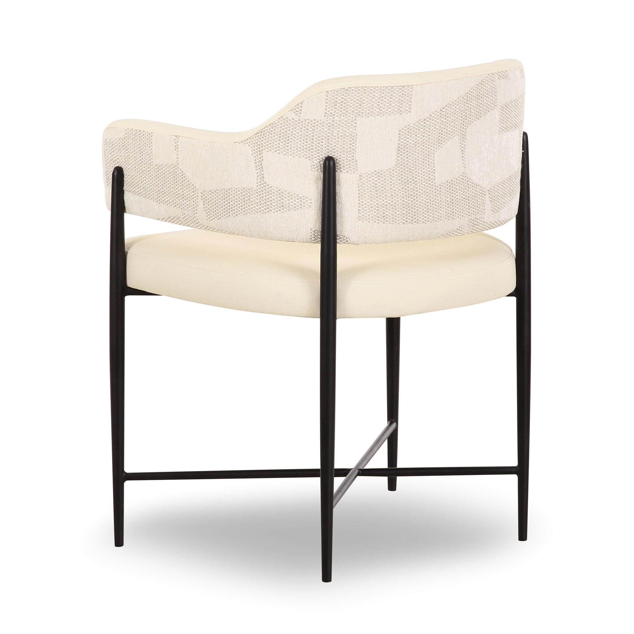 Sezanne - Vegan Leather And 2-Tone Jacquard Dining Chair - Cream - Urban Living Furniture (Los Angeles, CA)
