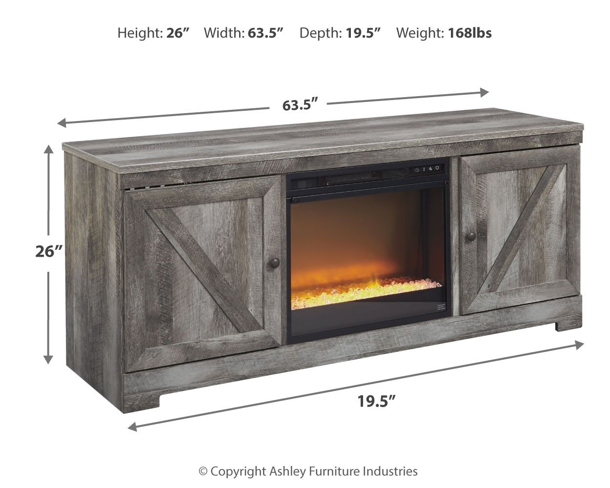 Wynnlow - Entertainment Center - TV Stand With Glass/Stone Fireplace Insert - Gray - Urban Living Furniture (Los Angeles, CA)