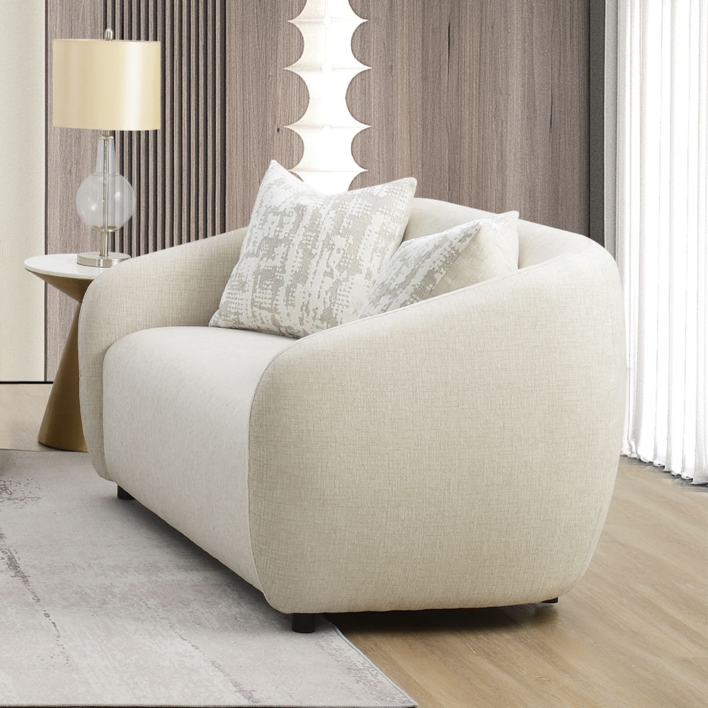 Etienne - Loveseat With 2 Pillows - Beige Linen