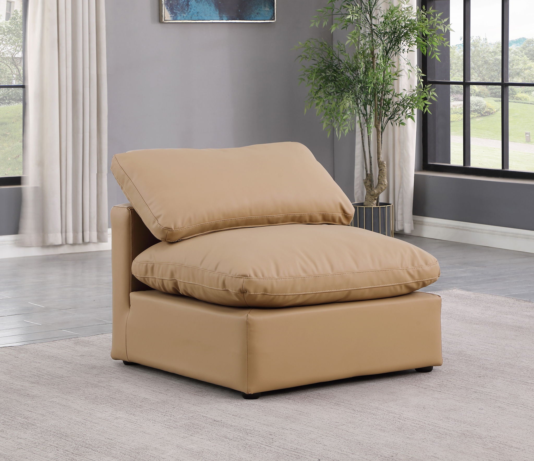 Indulge - Faux Leather Armless Chair - Tan - Urban Living Furniture (Los Angeles, CA)