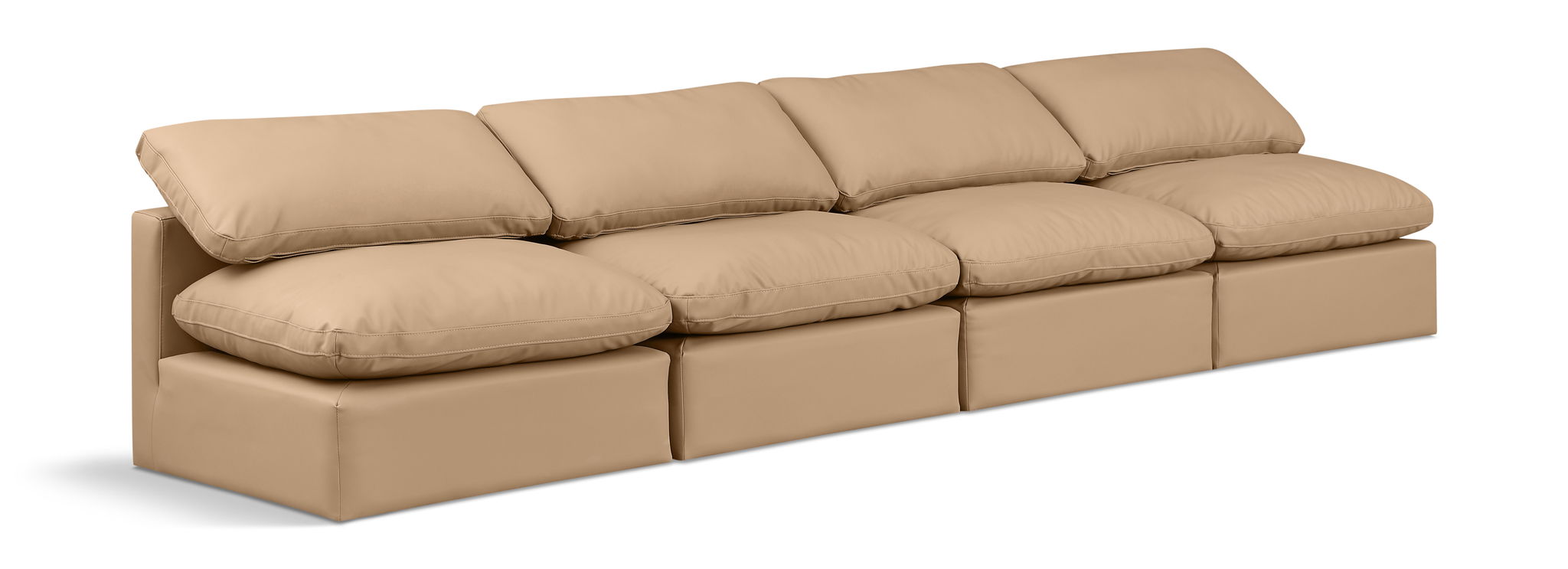 Indulge - Faux Leather 4 Seat Modular Armless Sofa - Tan - Urban Living Furniture (Los Angeles, CA)