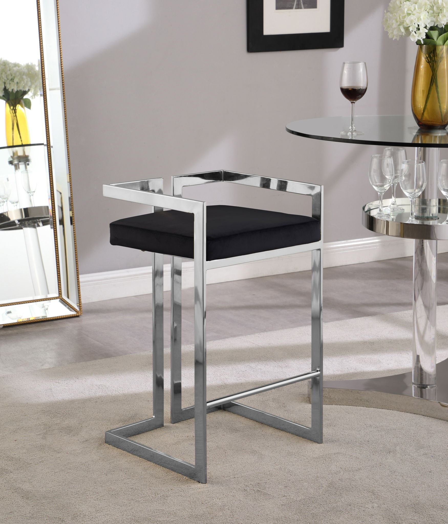 Ezra - Stool with Chrome Legs (Set of 2) - Urban Living Furniture (Los Angeles, CA)