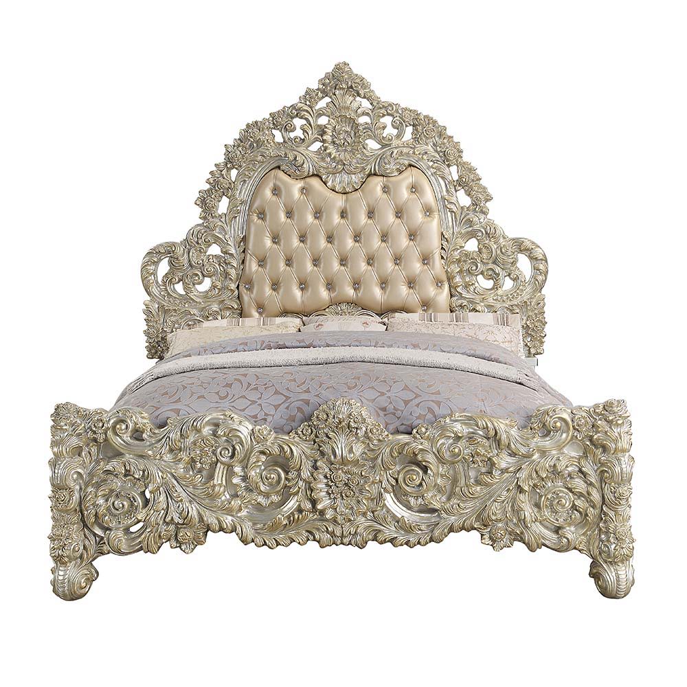 Sorina - Eastern King Bed - Synthetic Leather & Antique Gold - Urban Living Furniture (Los Angeles, CA)