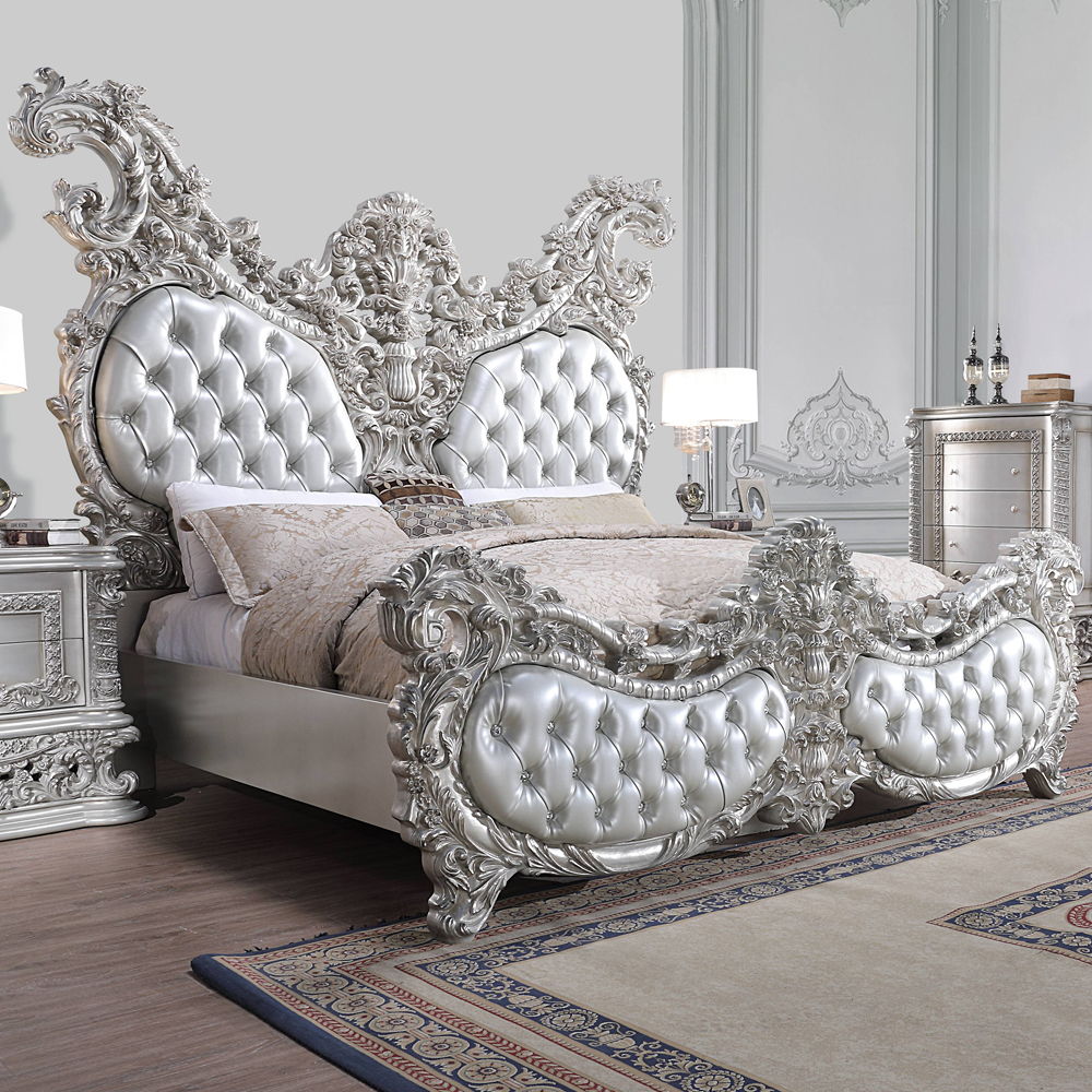 Valkyrie - Eastern King Bed - PU, Light Gold & Gray Finish - Urban Living Furniture (Los Angeles, CA)