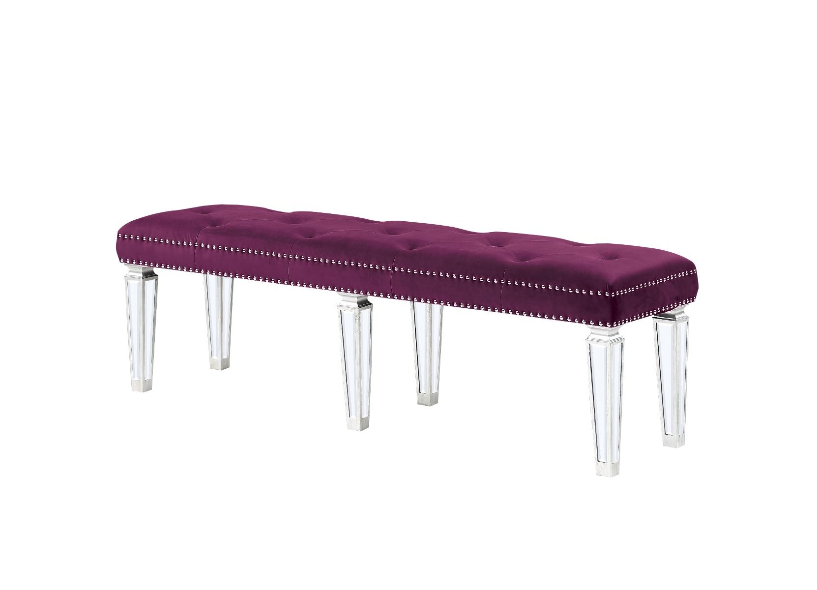 Varian - Bench - Burgundy Velvet & Mirrored