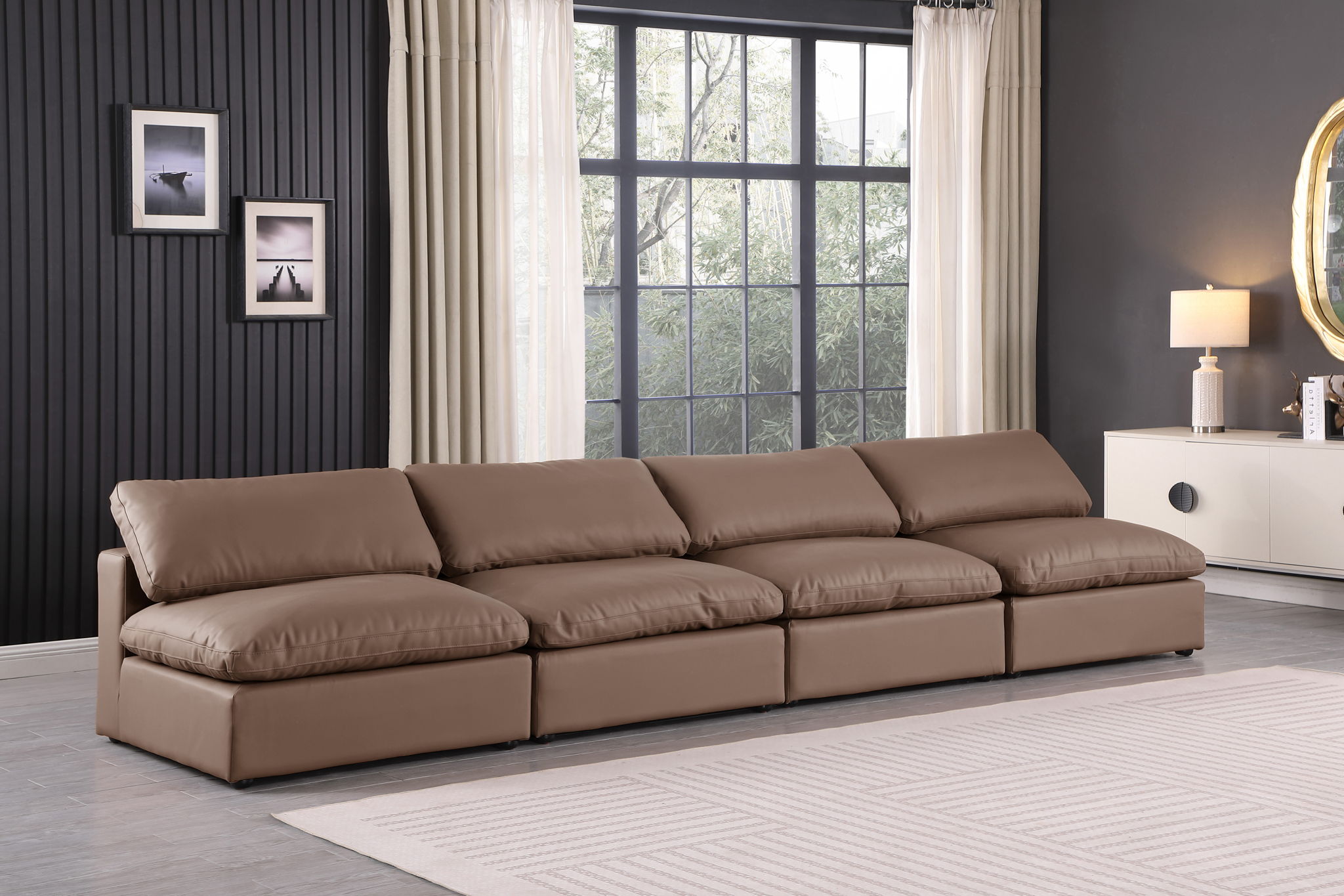 Comfy - Faux Leather Modular Armless Sofa 4 Seats - Urban Living Furniture (Los Angeles, CA)