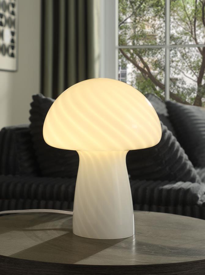 Kanaby - Mushroom Shaped Glass Bedside Table Lamp - White - Urban Living Furniture (Los Angeles, CA)