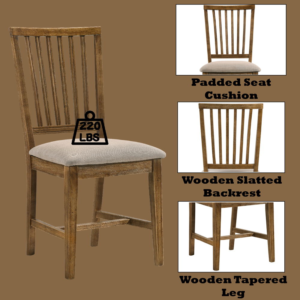 Wallace II - Side Chair (Set of 2) - Tan Linen & Weathered Oak - Urban Living Furniture (Los Angeles, CA)