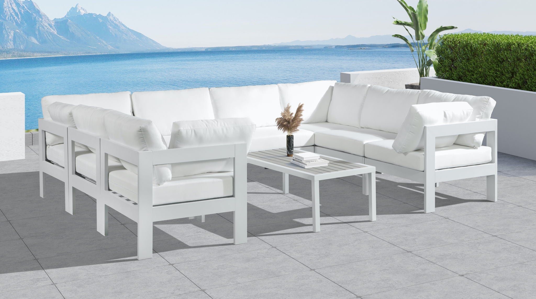 Nizuc - Outdoor Patio 8 Piece Modular Sectional With White Frame - Urban Living Furniture (Los Angeles, CA)