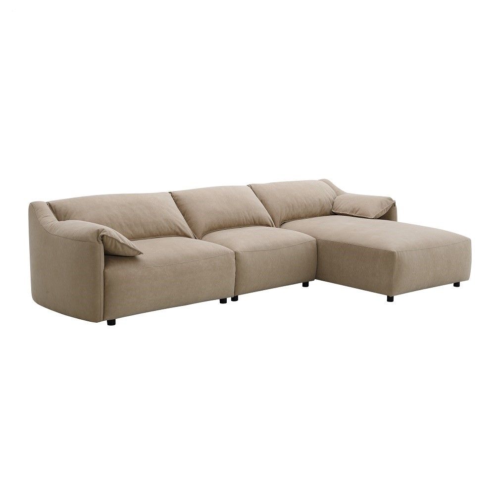 Veata - Sectional Sofa - Light Brown Suede Velvet - Urban Living Furniture (Los Angeles, CA)