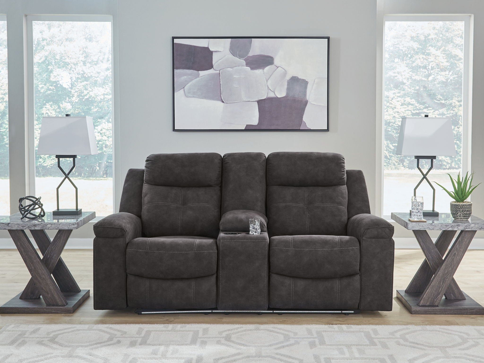 Brysonview - Double Reclining Loveseat With Console - Charcoal - Urban Living Furniture (Los Angeles, CA)