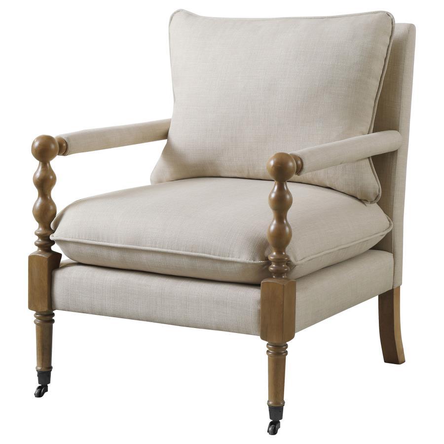 Dempsy - Upholstered Accent Chair With Casters - Beige - Urban Living Furniture (Los Angeles, CA)