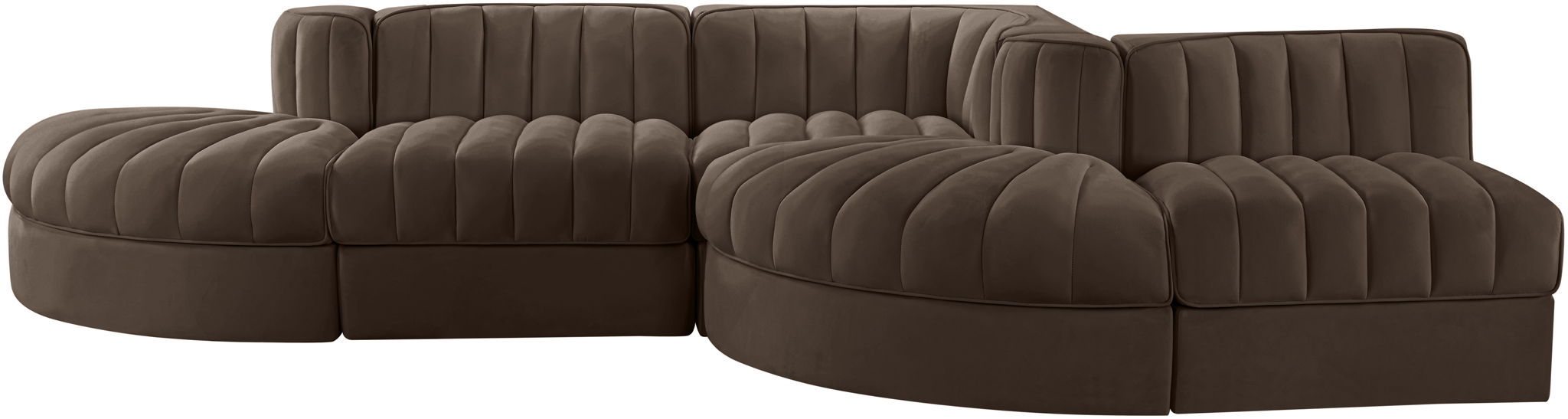 Rummi - Rounded Velvet Performance Fabric Upholstered 5 Piece Modular Sectional - Urban Living Furniture (Los Angeles, CA)