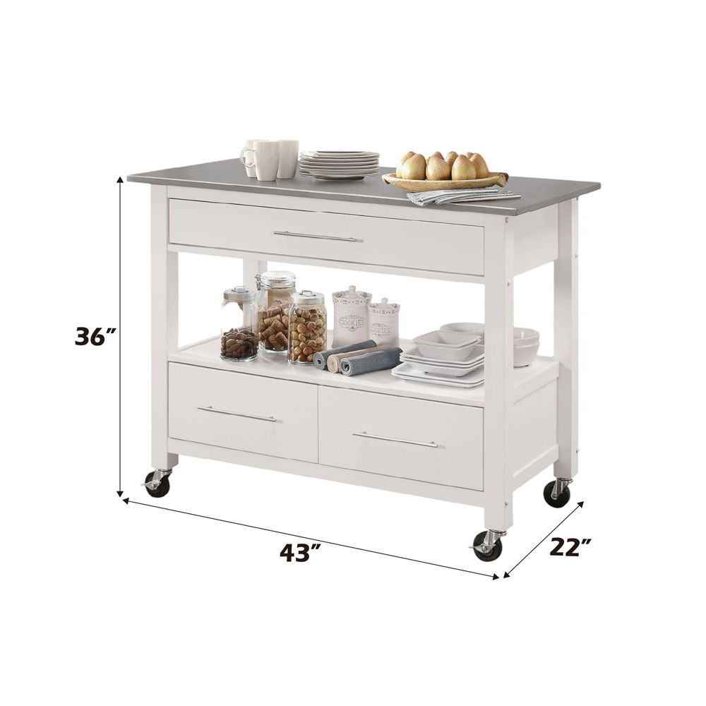 Ottawa - Kitchen Cart - Stainless Steel Top & White - Urban Living Furniture (Los Angeles, CA)