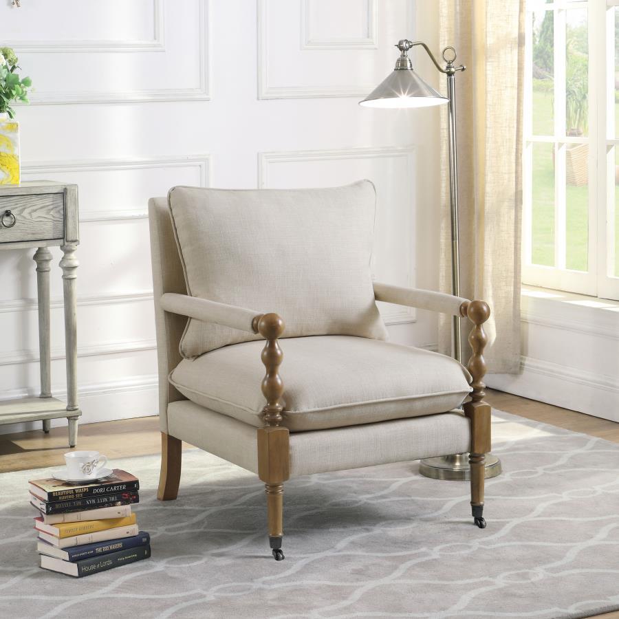 Dempsy - Upholstered Accent Chair With Casters - Beige - Urban Living Furniture (Los Angeles, CA)