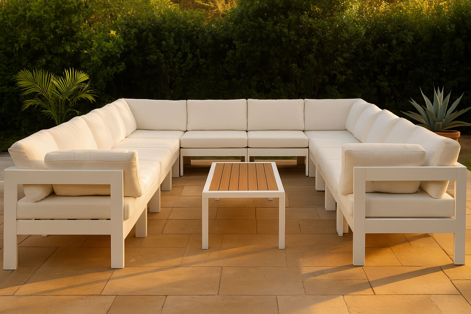 Nizuc - Outdoor Patio 12 Piece Modular Sectional With White Frame - Urban Living Furniture (Los Angeles, CA)