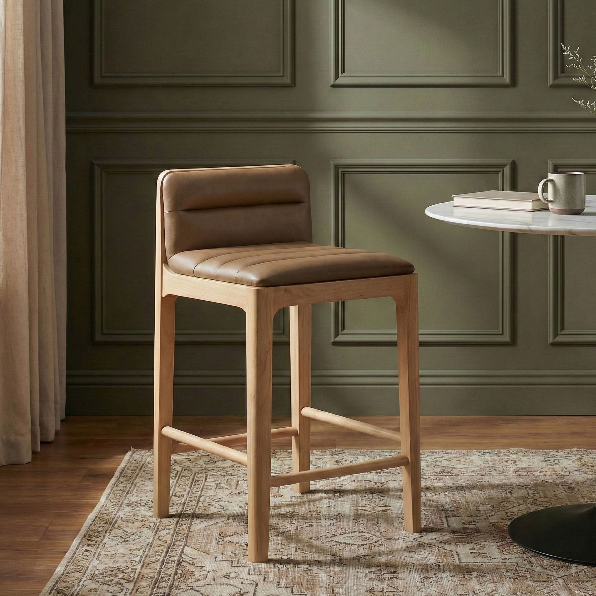 Ellis - Vegan Leather Upholstered Counter Stool (Set of 2) - Tan / Natural - Urban Living Furniture (Los Angeles, CA)