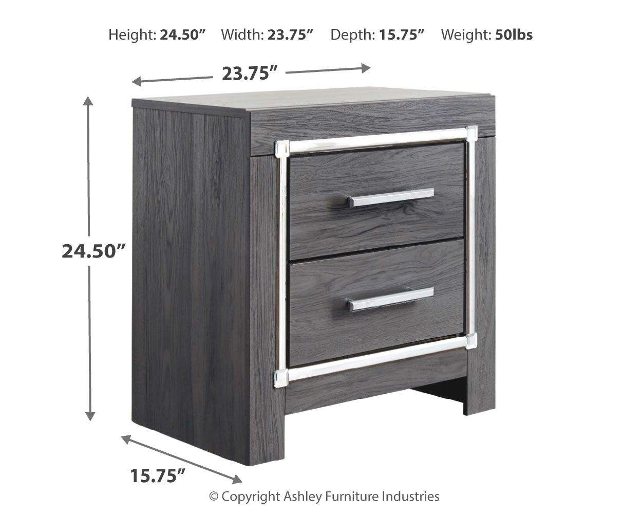 Lodanna - Gray - Two Drawer Night Stand - Urban Living Furniture (Los Angeles, CA)