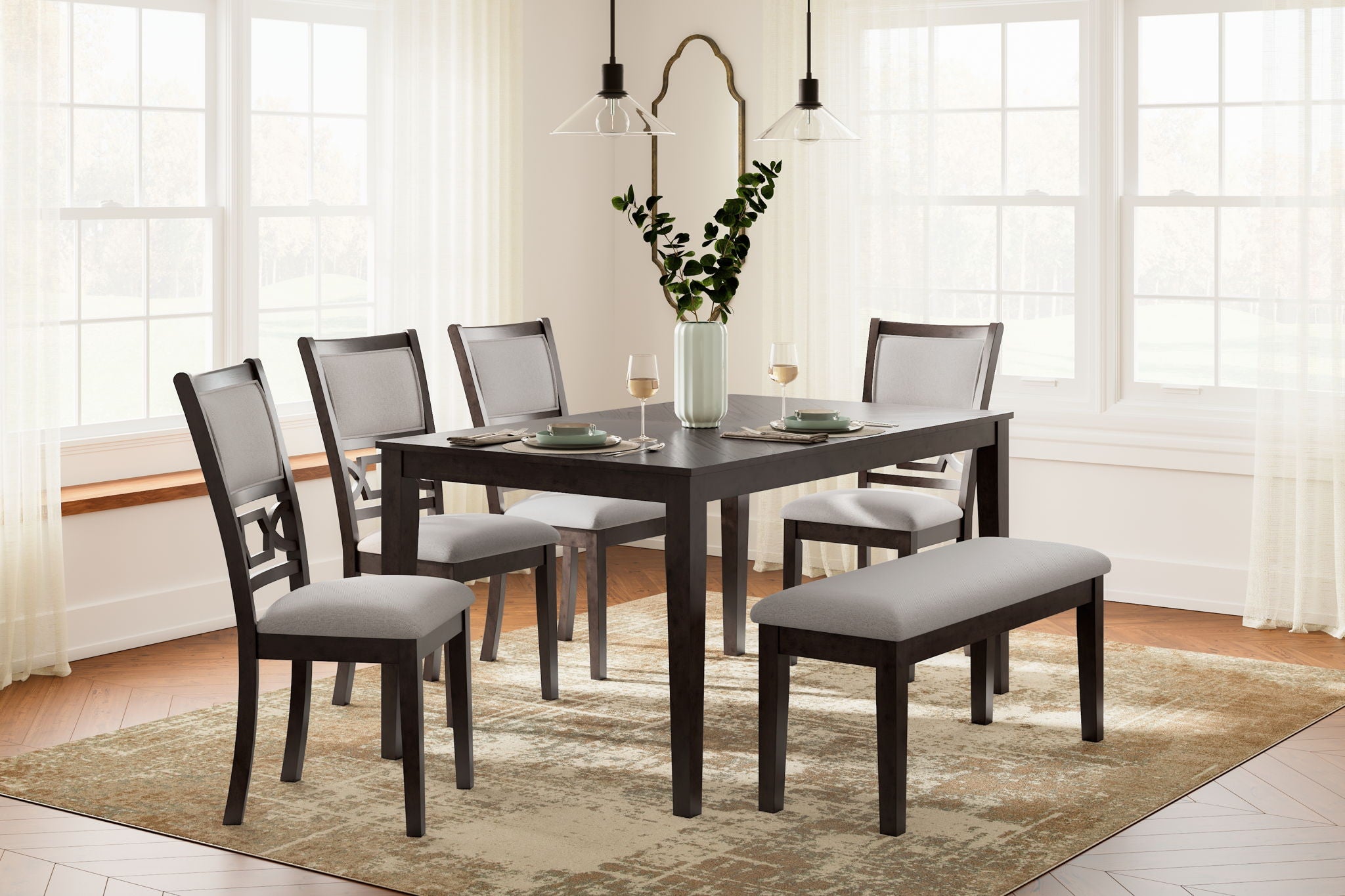 Langwest - Brown - Dining Room Table Set (Set of 6) - Urban Living Furniture (Los Angeles, CA)