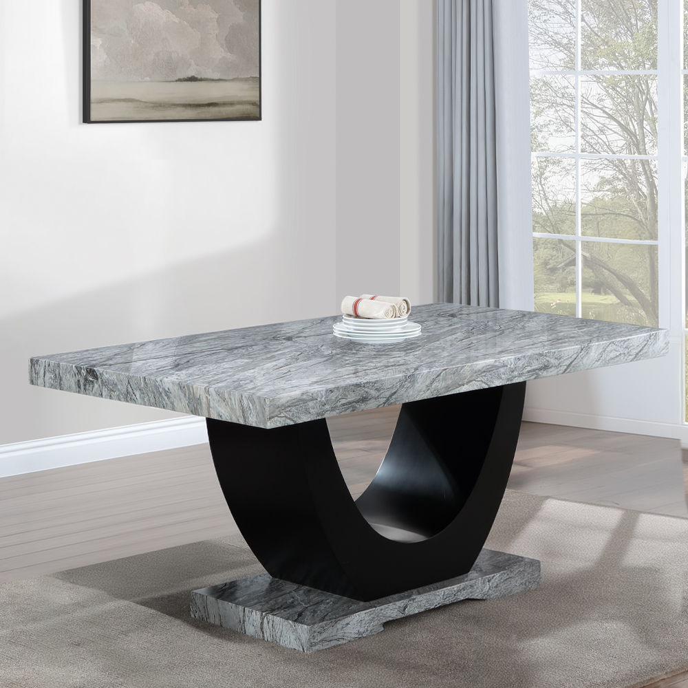 Caralin - Dining Table - Engineered Stone & Black - Urban Living Furniture (Los Angeles, CA)