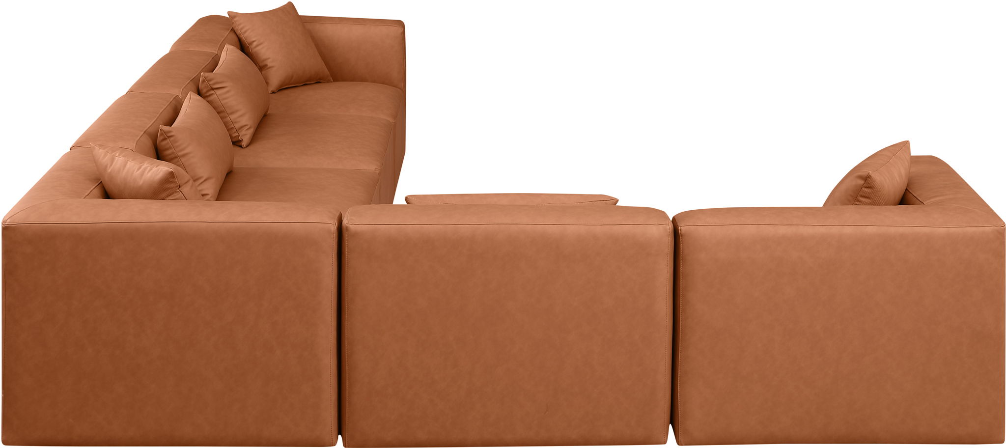 Cube - 6 Piece Modular Corner Sectional - Cognac - Urban Living Furniture (Los Angeles, CA)
