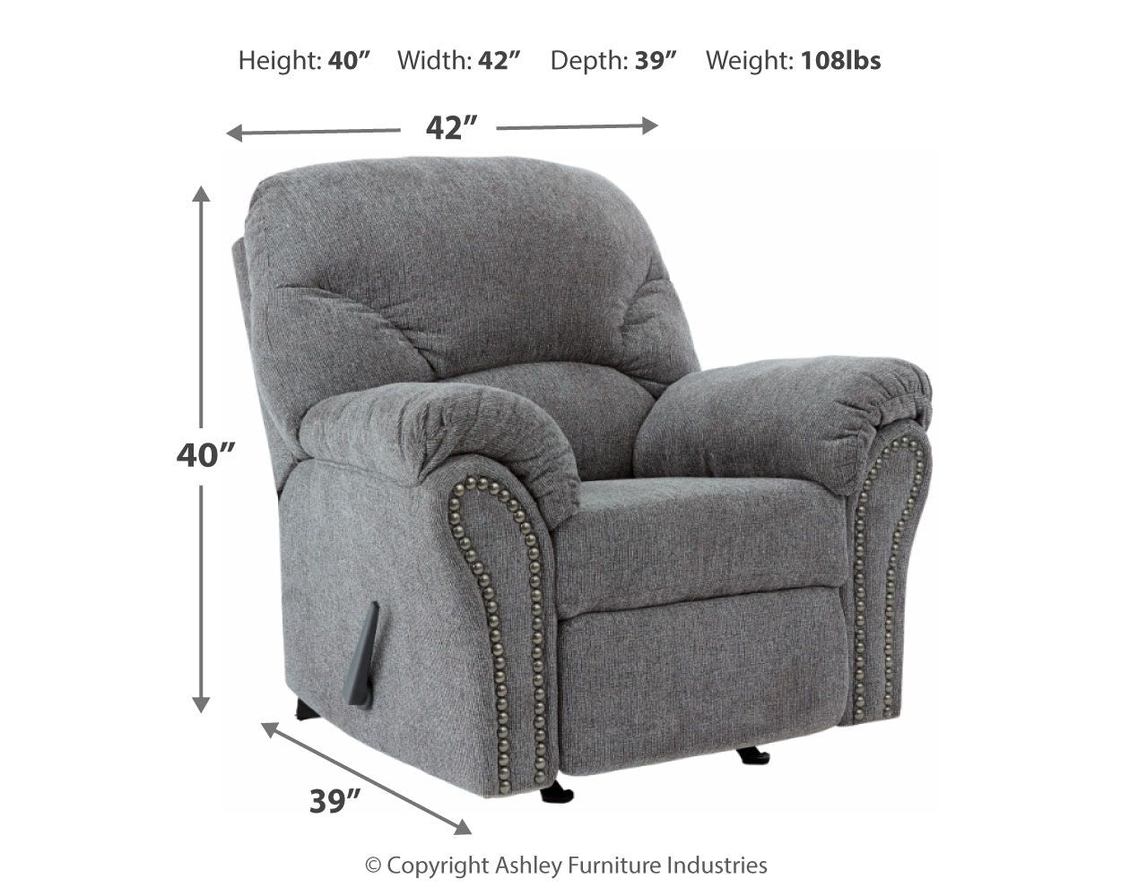 Allmaxx - Pewter - Rocker Recliner - Urban Living Furniture (Los Angeles, CA)