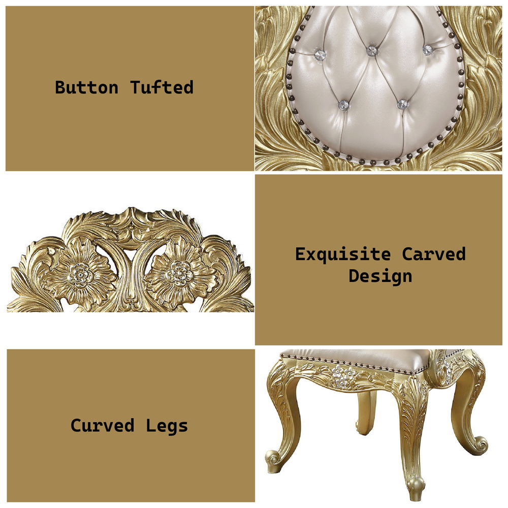 Cabriole - Arm Chair (Set of 2) - Light Gold Synthetic Leather & Gold - Urban Living Furniture (Los Angeles, CA)