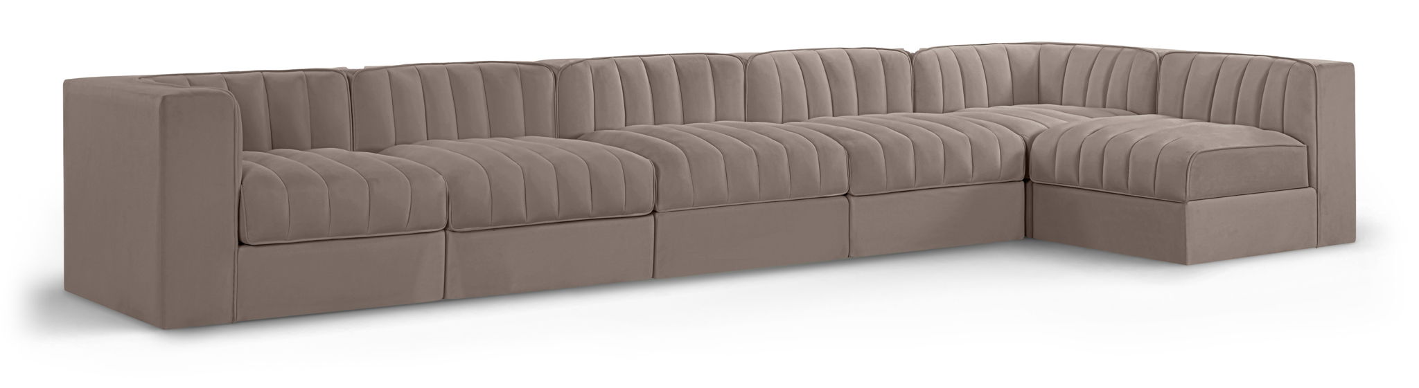 Rummi - Velvet Performance Fabric Upholstered 6 Piece Modular Sectional, L-Shaped (Right) - Urban Living Furniture (Los Angeles, CA)