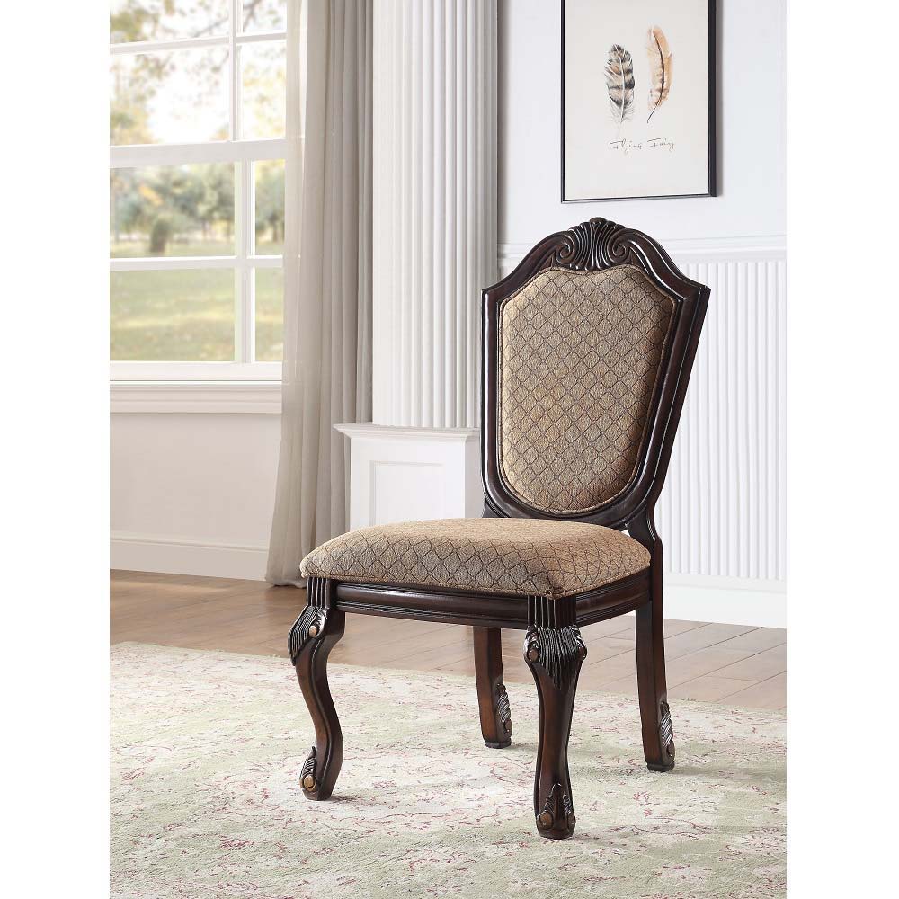 Chateau De Ville - Side Chair (Set of 2) - Fabric & Espresso Finish - Urban Living Furniture (Los Angeles, CA)