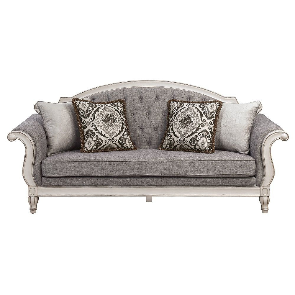 Florian - Sofa With 4 Pillows - Gray Fabric & Antique White - Urban Living Furniture (Los Angeles, CA)