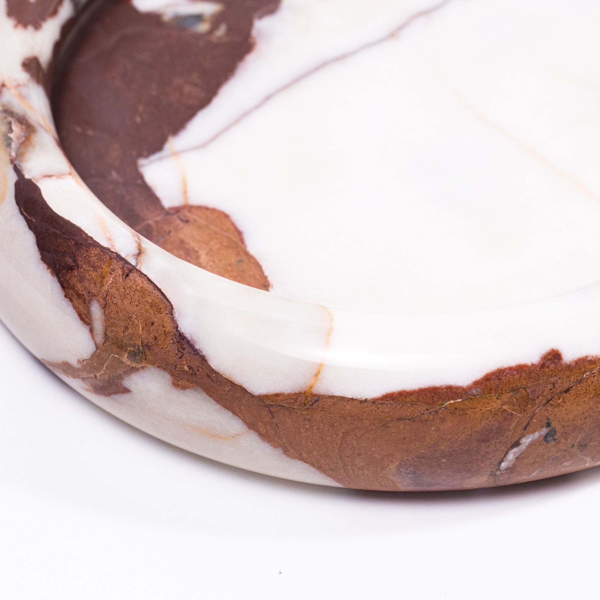 Marble Round Edged Catch-All - Breccia White Brown - Urban Living Furniture (Los Angeles, CA)