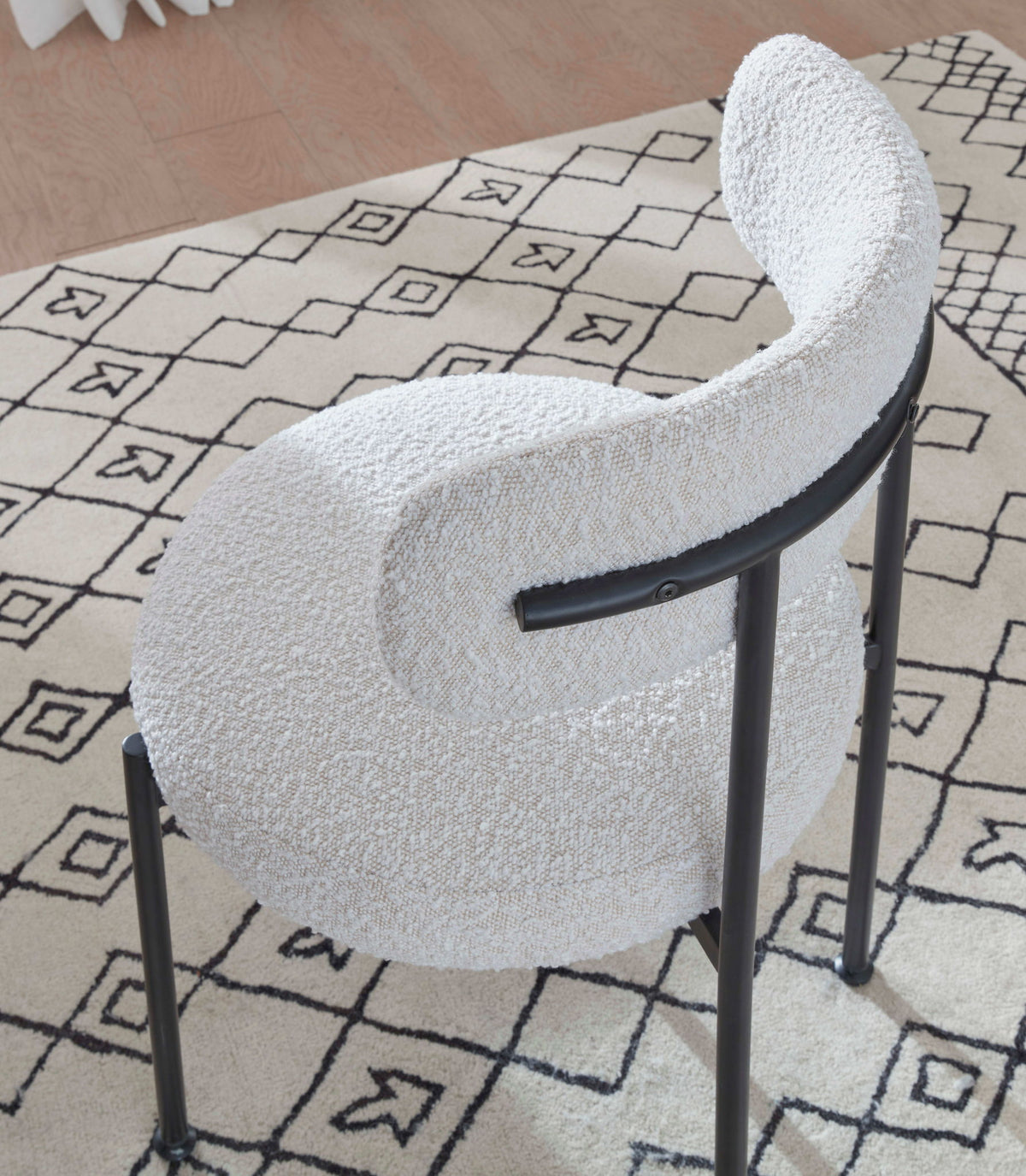 Aere - Boucle Upholstered Metal Leg Dining Chair (Set of 2) - Ivory And Black
