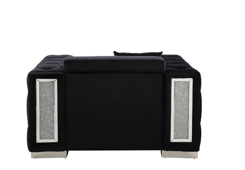 Trislar - Chair With Pillow (Same Lv01399) - Black Velvet - Urban Living Furniture (Los Angeles, CA)