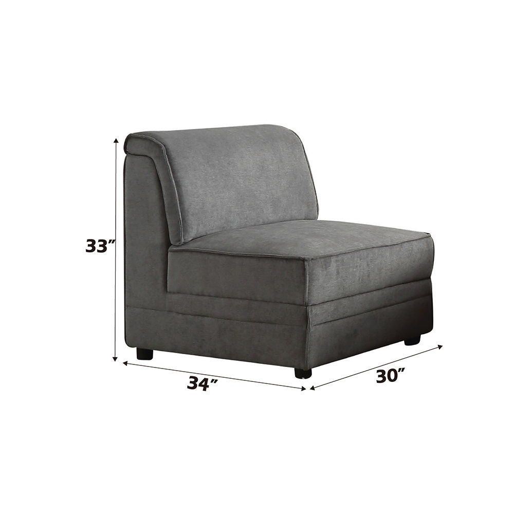 Bois - Modular Armless Chair - Gray Velvet - Urban Living Furniture (Los Angeles, CA)