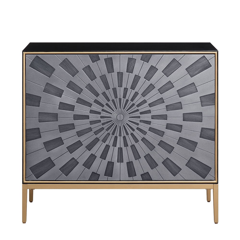 Quilla - Console Cabinet - Black, Gray & Brass - Urban Living Furniture (Los Angeles, CA)