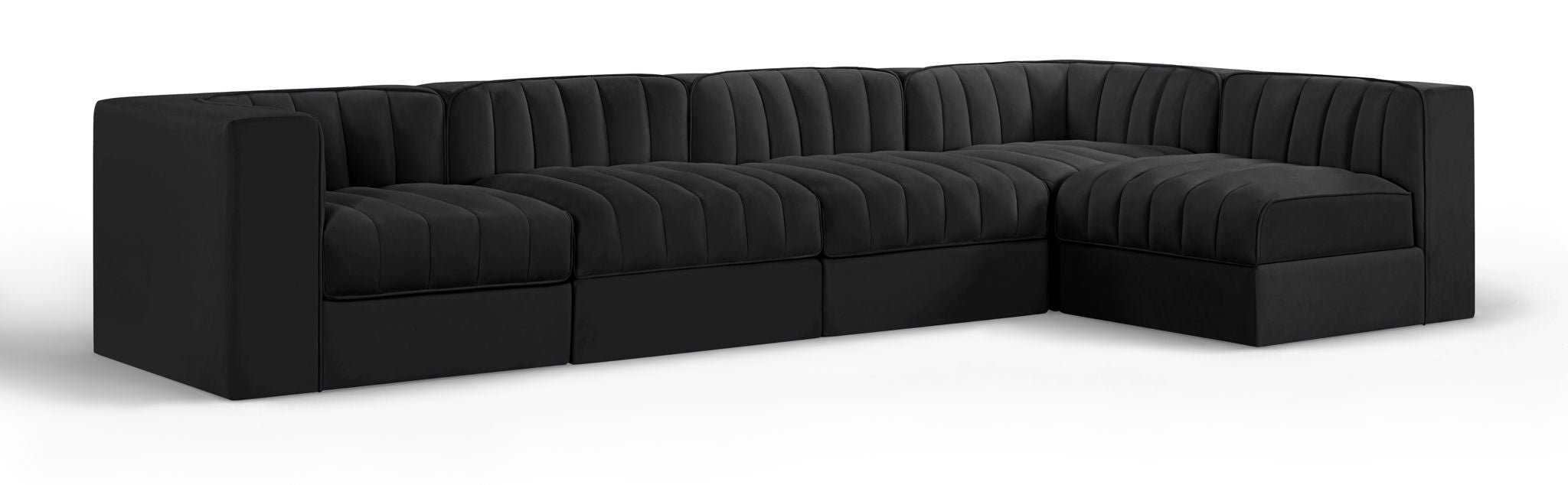 Rummi - Velvet Performance Fabric Upholstered 5 Piece Modular Sectional, L-Shaped (Right) - Urban Living Furniture (Los Angeles, CA)