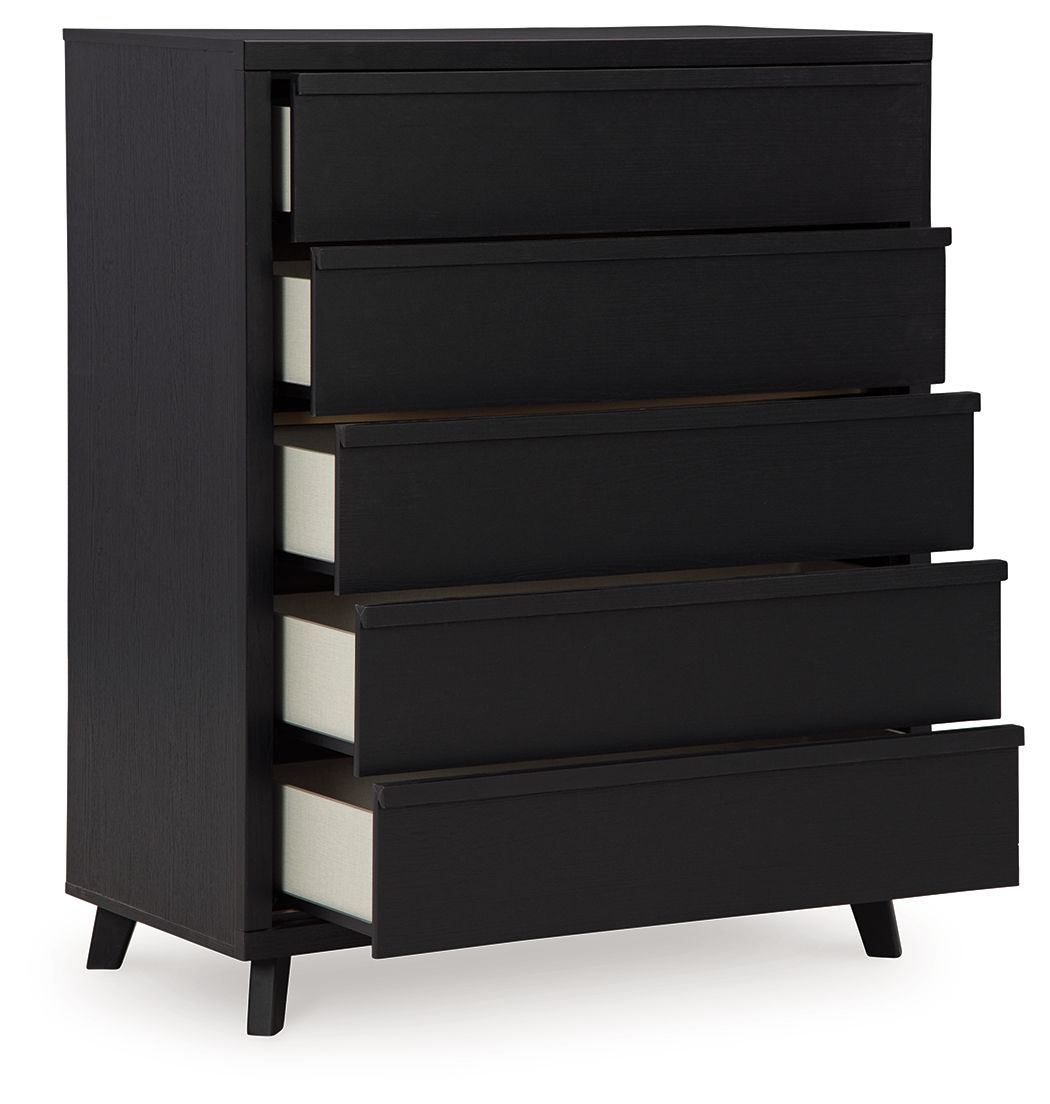 Danziar - Black - Five Drawer Wide Chest - Urban Living Furniture (Los Angeles, CA)