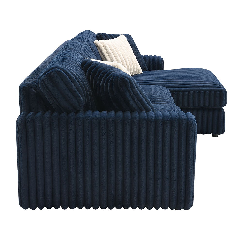 Breton - Sectional Sofa With 4 Pillows - Blue Corduroy - Urban Living Furniture (Los Angeles, CA)