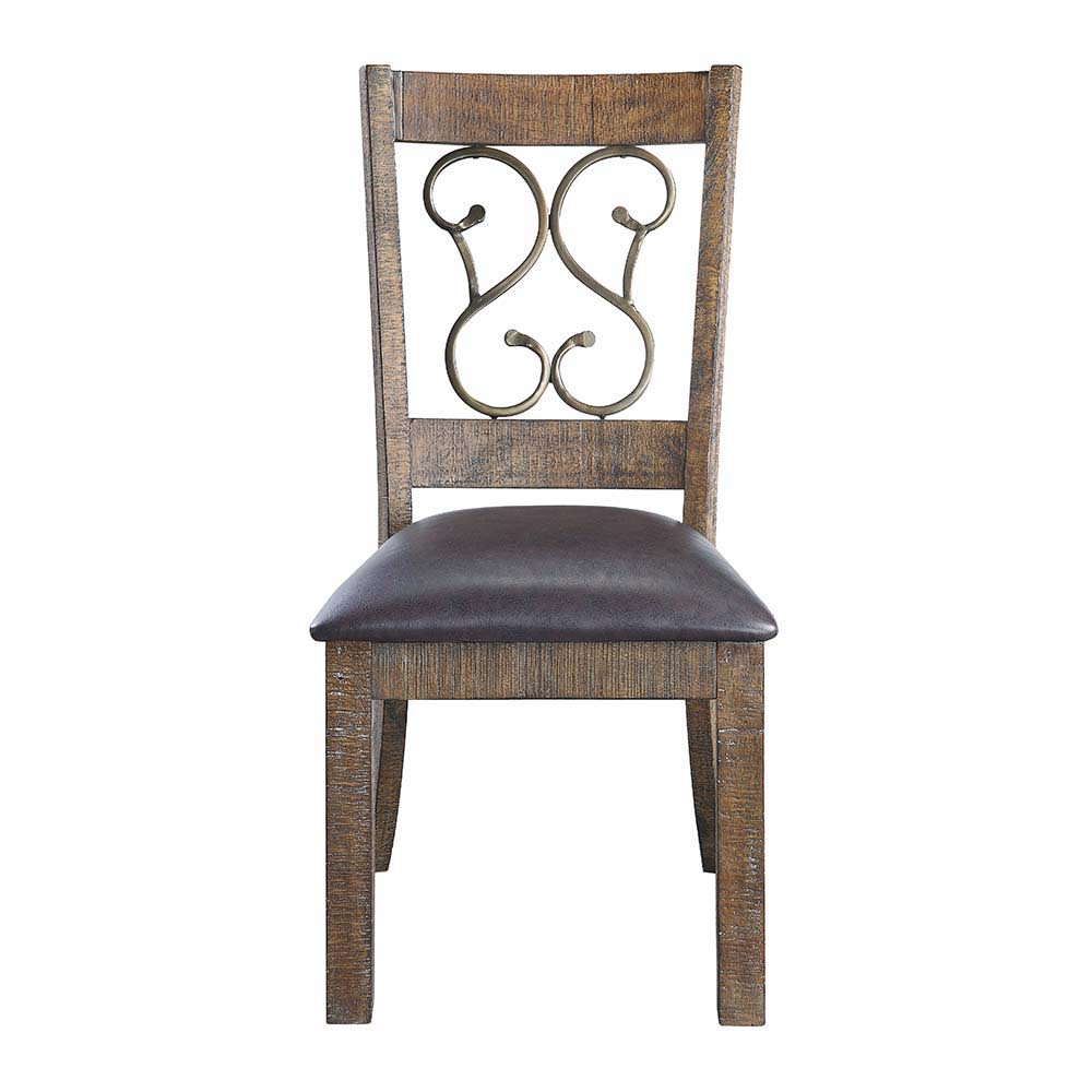 Raphaela - Side Chair (Set of 2) - Black Synthetic Leather & Weathered Cherry - Urban Living Furniture (Los Angeles, CA)