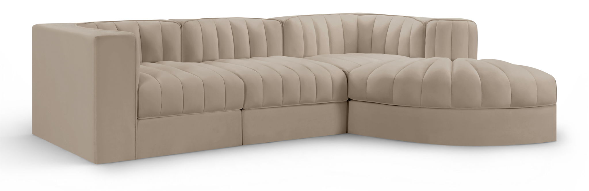 Rummi - Velvet Performance Fabric Upholstered 4 Piece Modular Sectional, With Reverse Corner Chair - Urban Living Furniture (Los Angeles, CA)