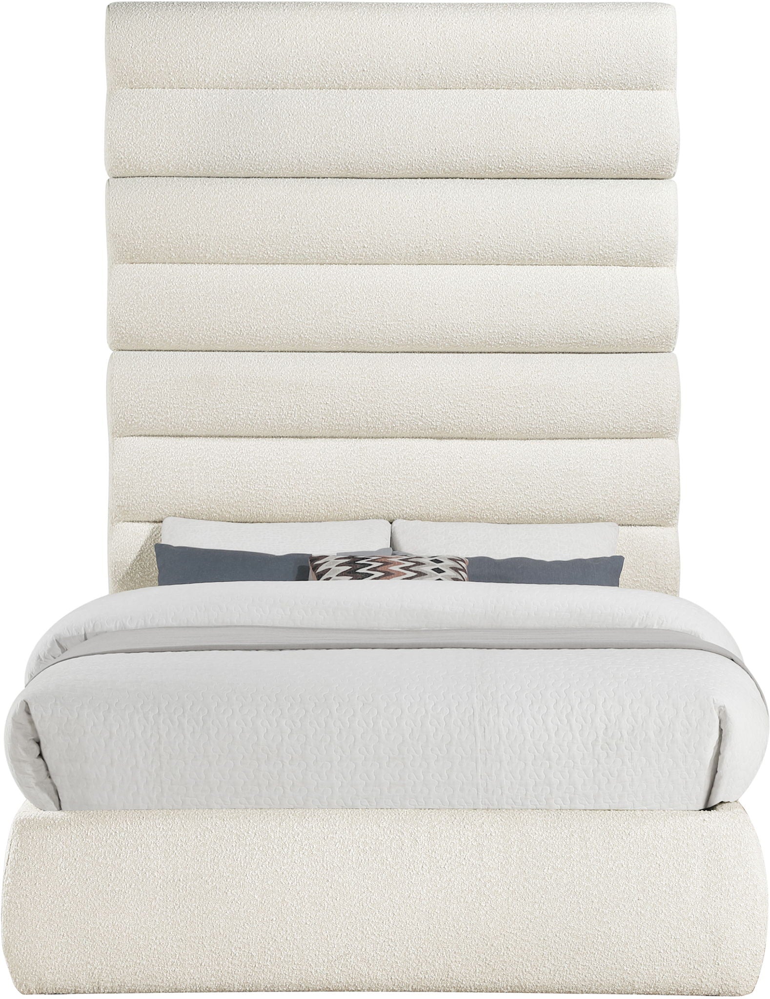 Adam - Boucle Fabric Bed With 89" Headboard