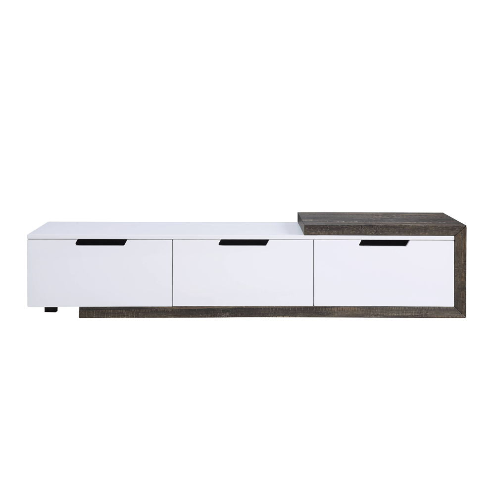 Orion - TV Stand - White High Gloss & Rustic Oak - Urban Living Furniture (Los Angeles, CA)