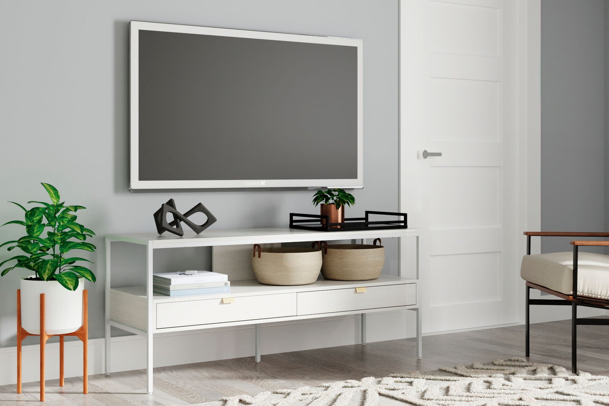 Deznee - White - Large TV Stand - Urban Living Furniture (Los Angeles, CA)