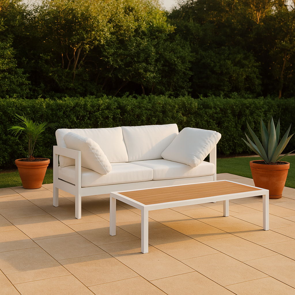 Nizuc - Outdoor Patio 2 Seat Modular Sofa With White Frame - Urban Living Furniture (Los Angeles, CA)