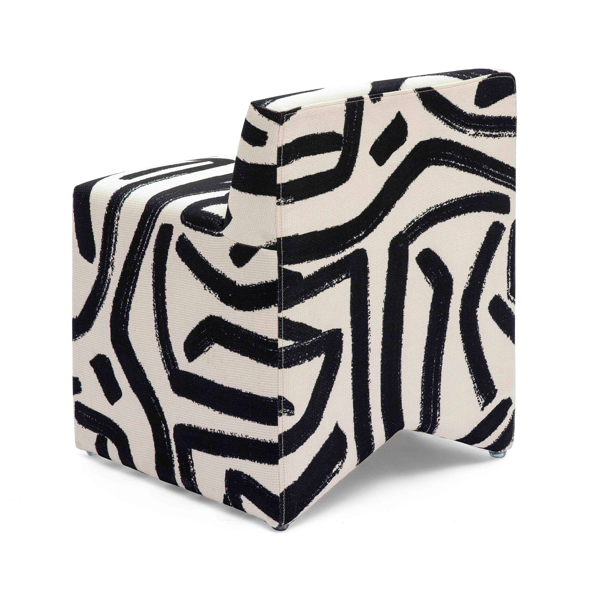 Pippa - Brushstroke Print Stool - Black / White - Urban Living Furniture (Los Angeles, CA)