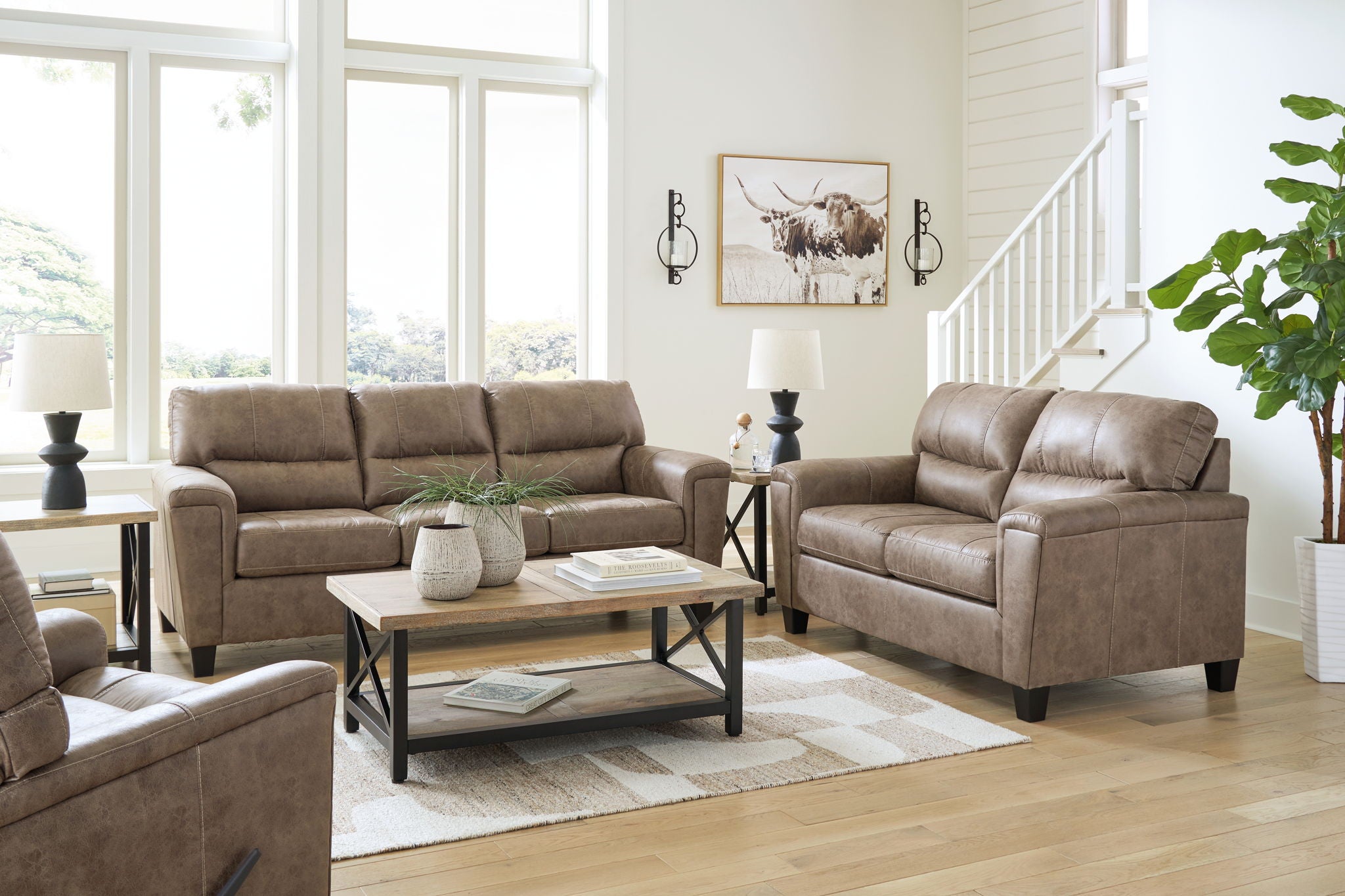 Navi - 3 Pc. - Sofa, Loveseat, Rocker Recliner - Fossil - Urban Living Furniture (Los Angeles, CA)