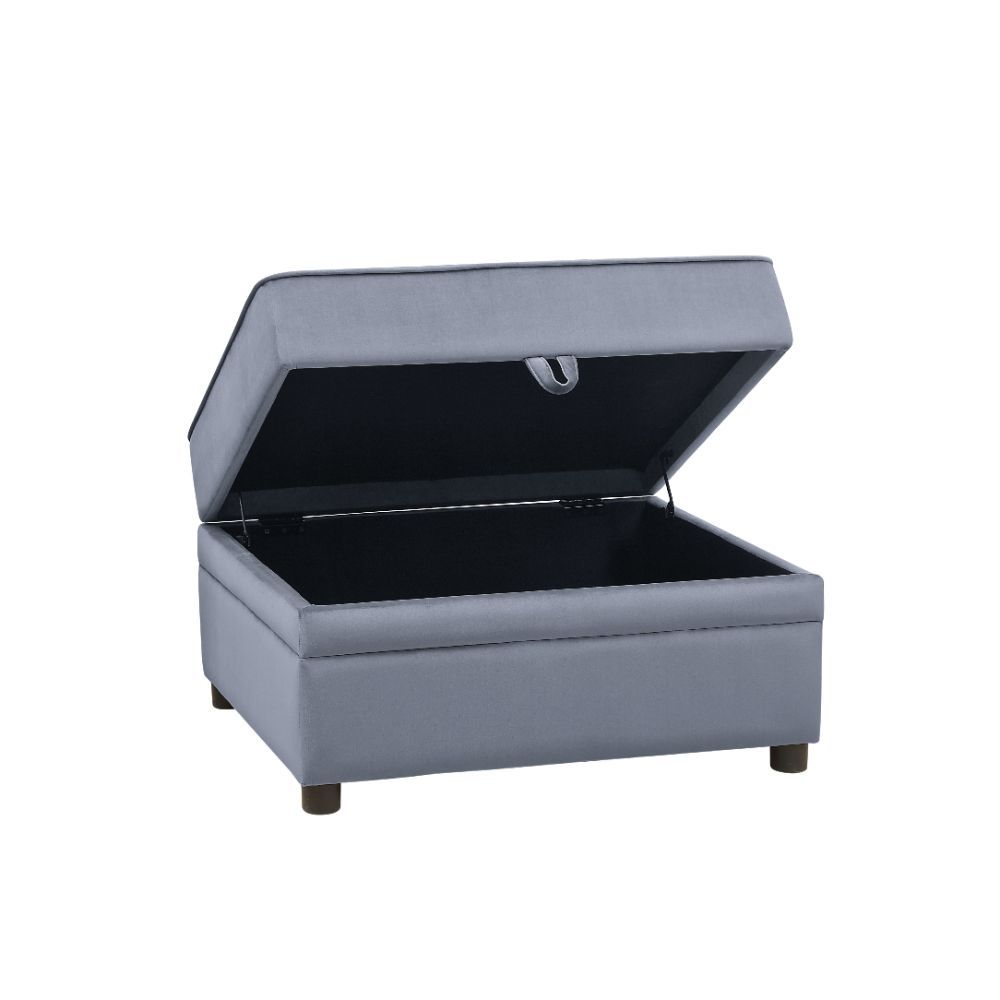 Bois II - Ottoman With Storage - Gray Velvet - Urban Living Furniture (Los Angeles, CA)