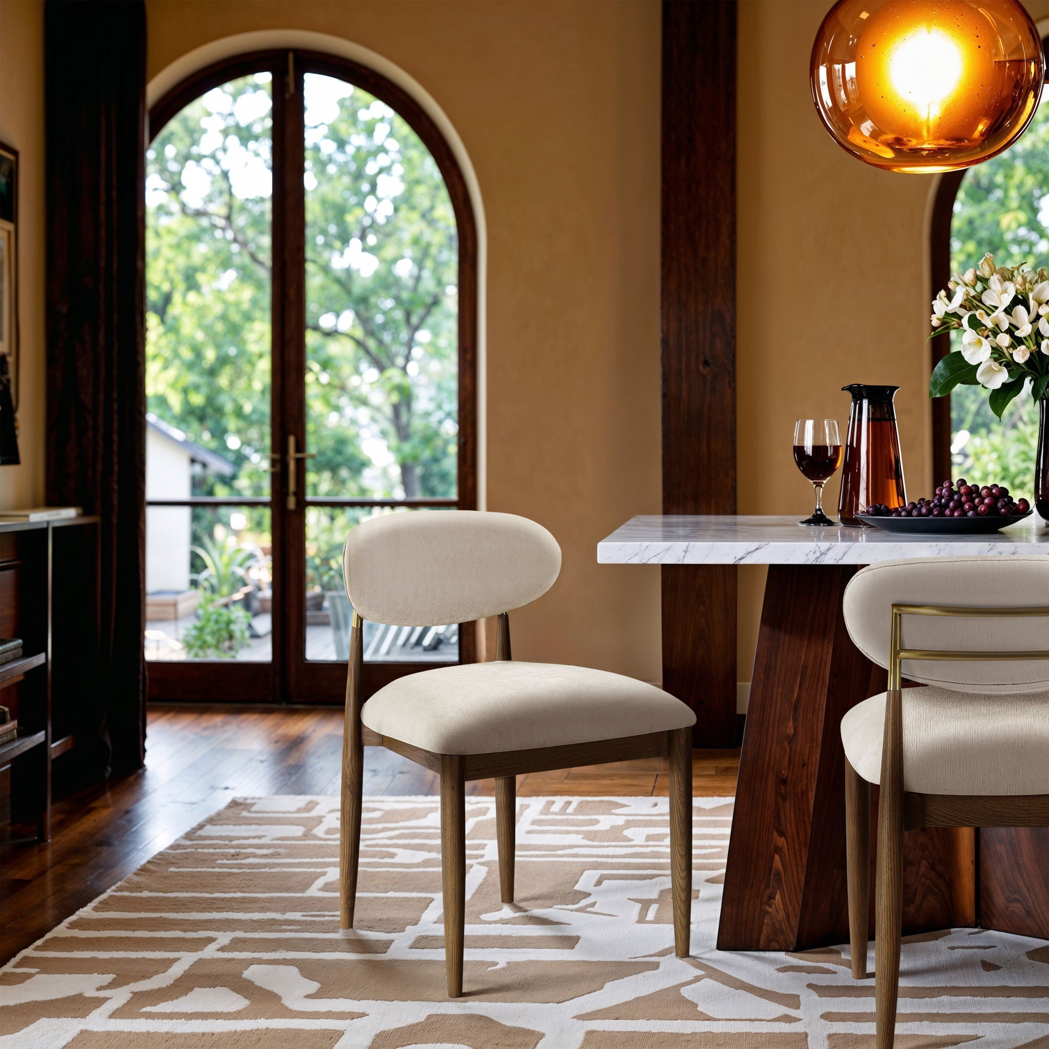 Riccio - Fabric Dining Side Chair (Set of 2) - Walnut Frame - Urban Living Furniture (Los Angeles, CA)